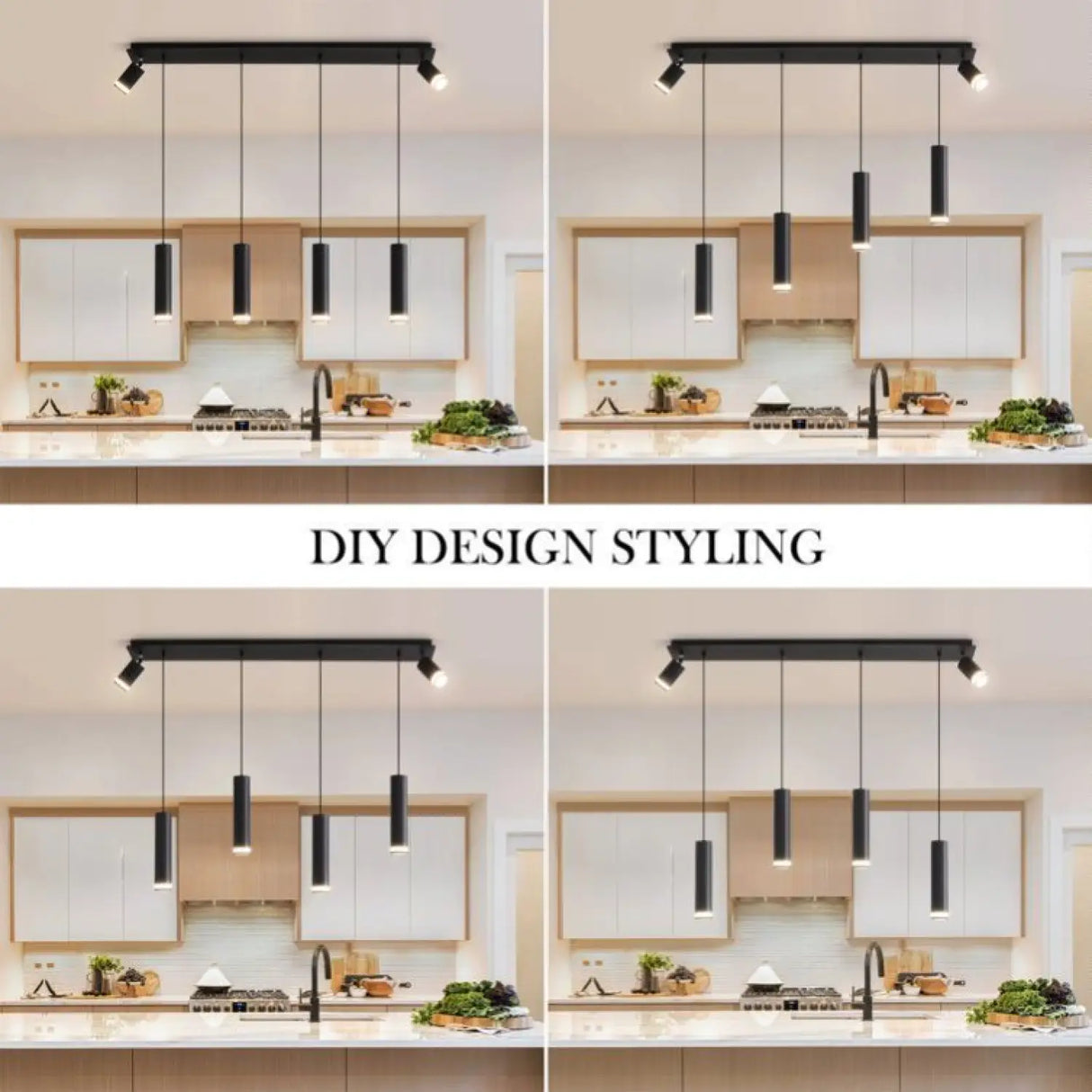 Hanging Light for Modern Kitchen Island with Adjustable Aluminum Spotlights