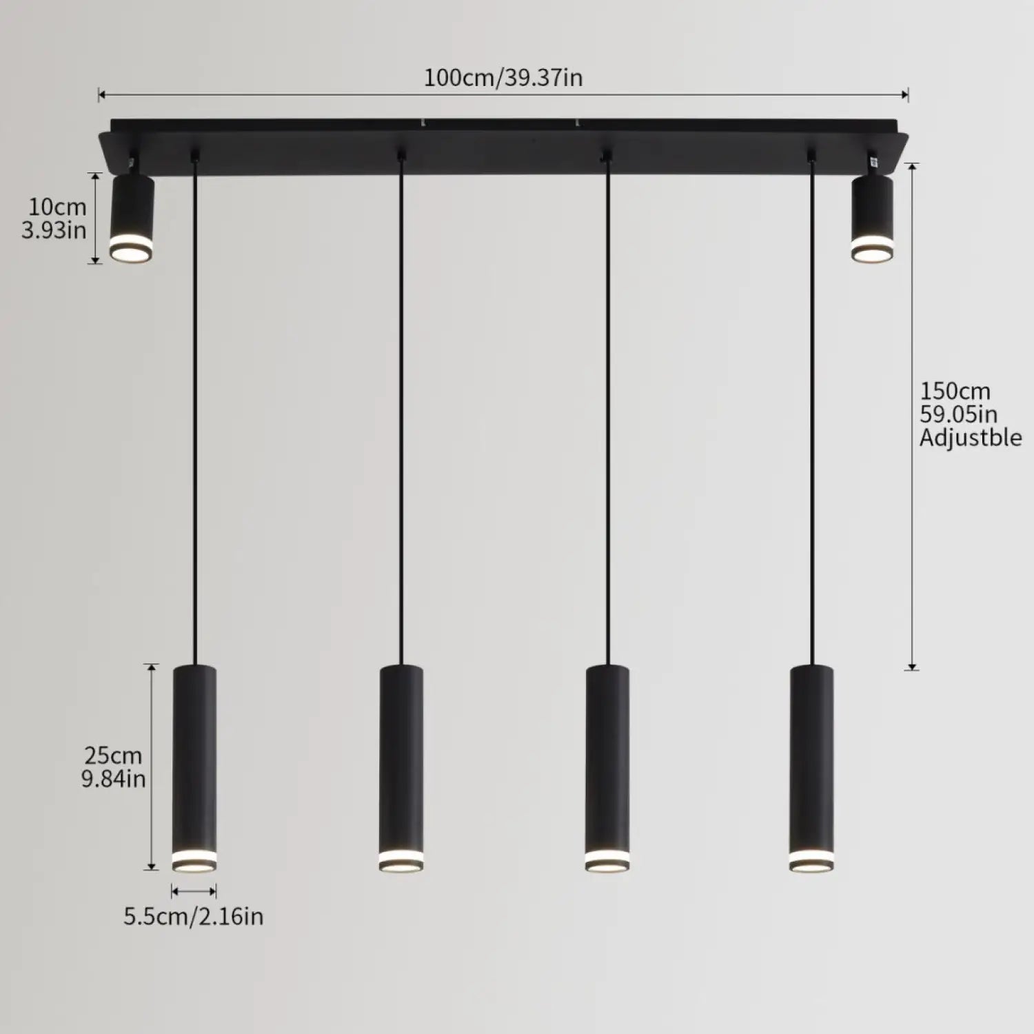 Hanging Light for Modern Kitchen Island with Adjustable Aluminum Spotlights