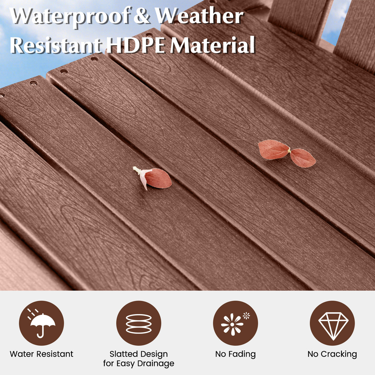 HDPE Patio Chair with Armrest and Footrest for Indoor Outdoor