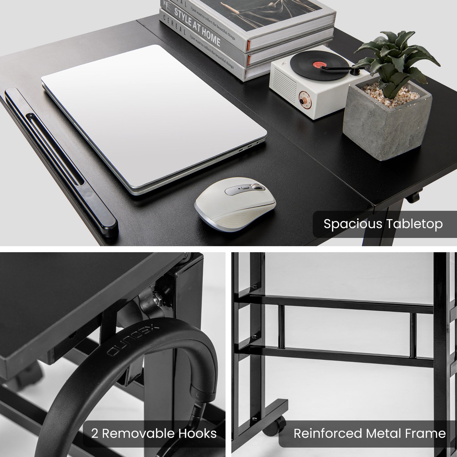 Height-adjustable Mobile Standing Desk with Split Top and Adjustable Angle