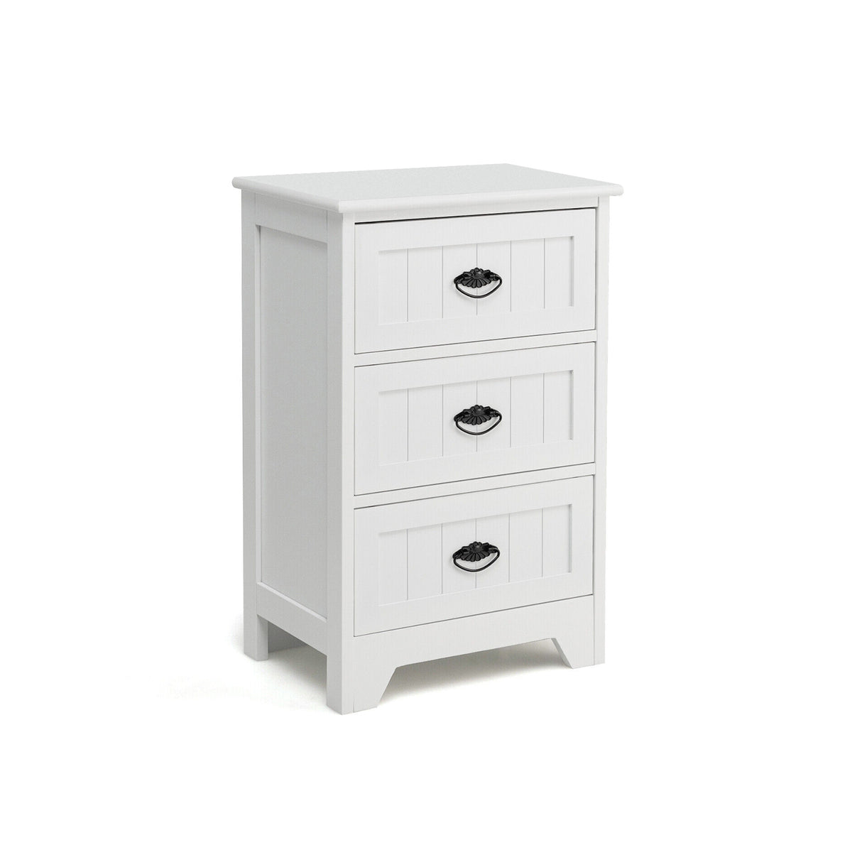 3 Drawers End Storage Wood Side Nightstand