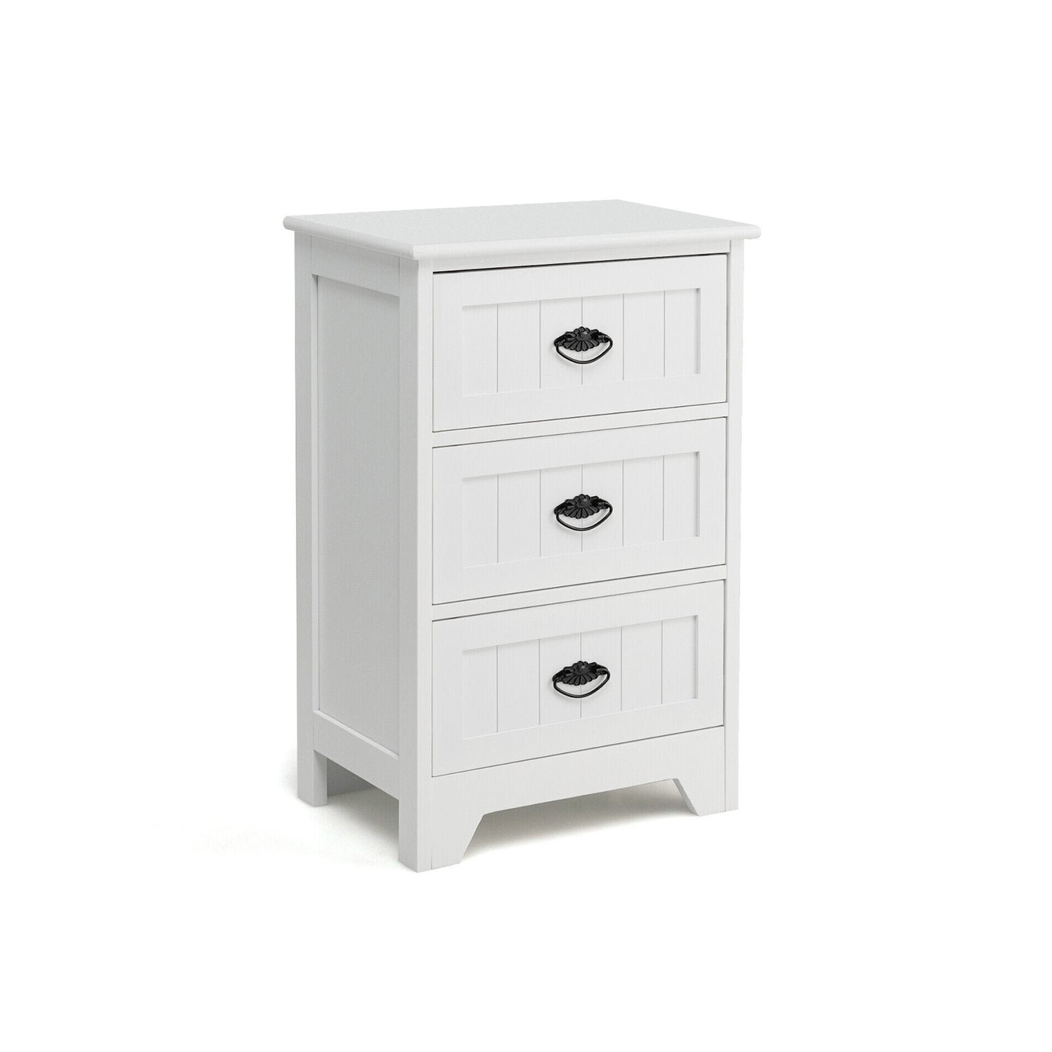 3 Drawers End Storage Wood Side Nightstand