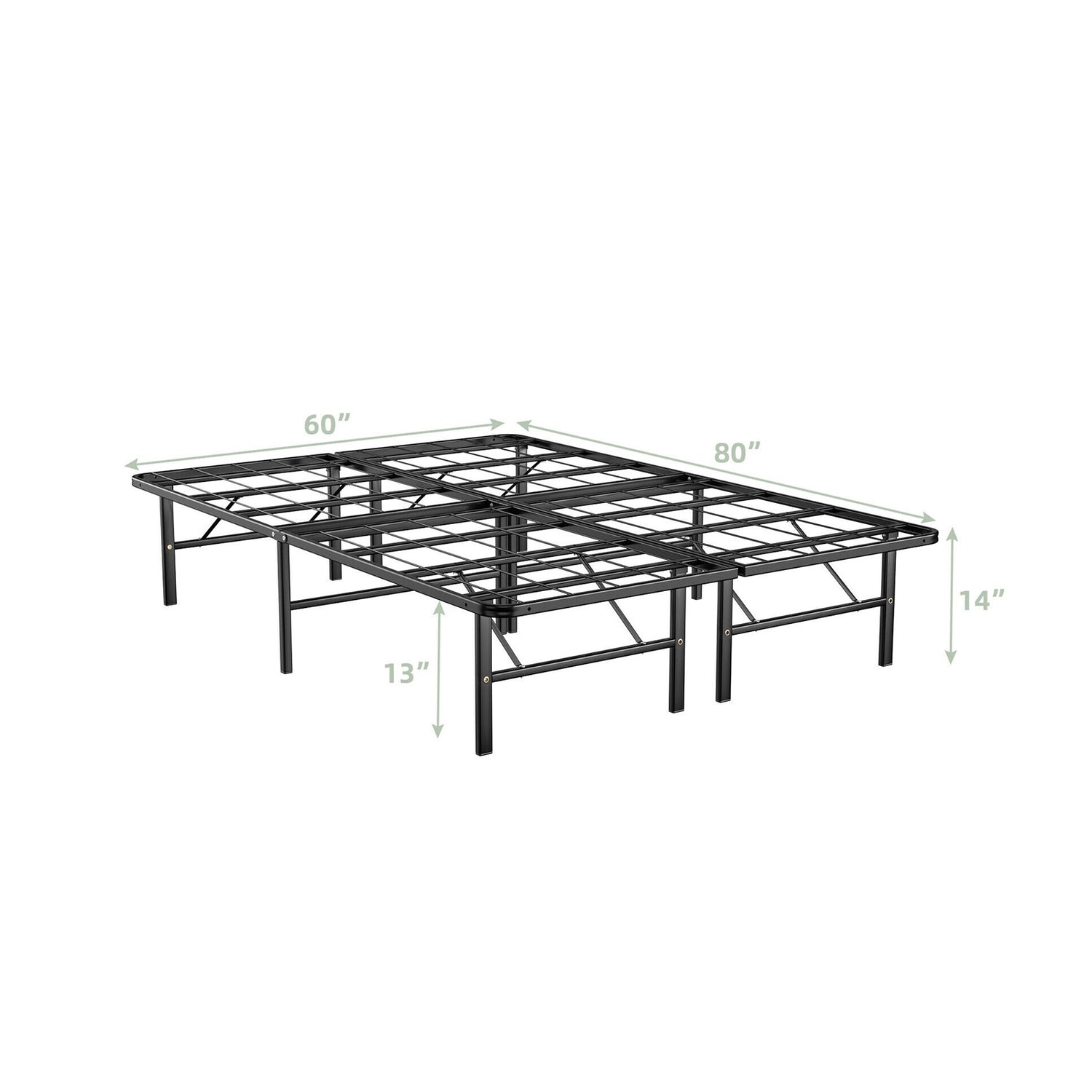 Twin/Full/Queen Size Foldable Metal Platform Bed with Tool-Free Assembly