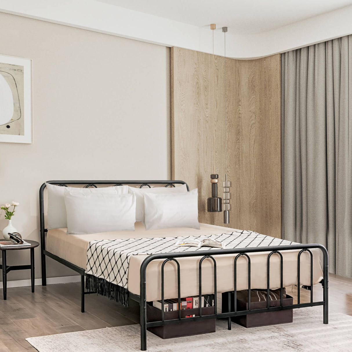 Full/Queen Size Metal Bed Frame with Headboard and Footboard