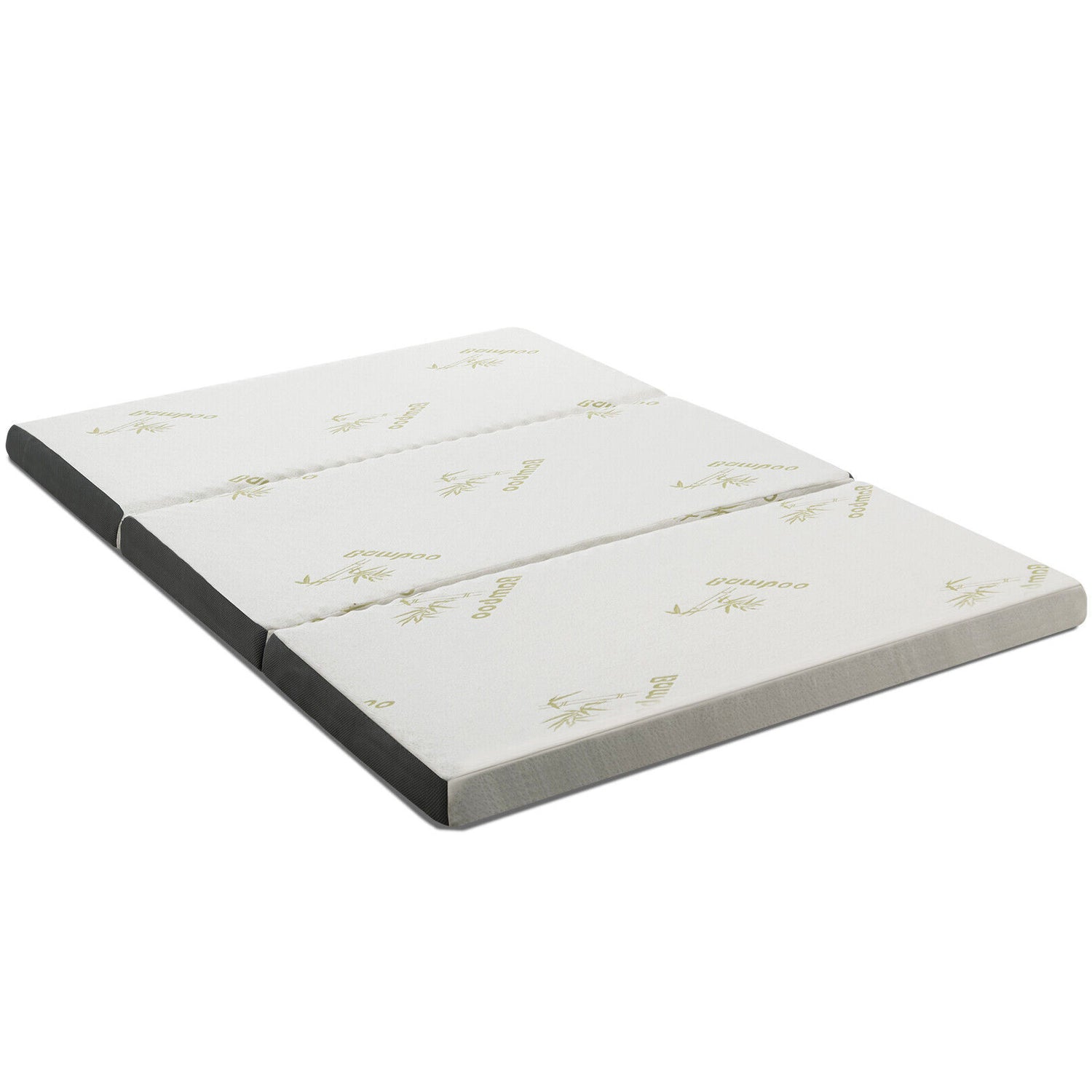 Queen 3 Inch Tri-fold Memory Foam Floor Mattress Topper Portable with Carrying Bag
