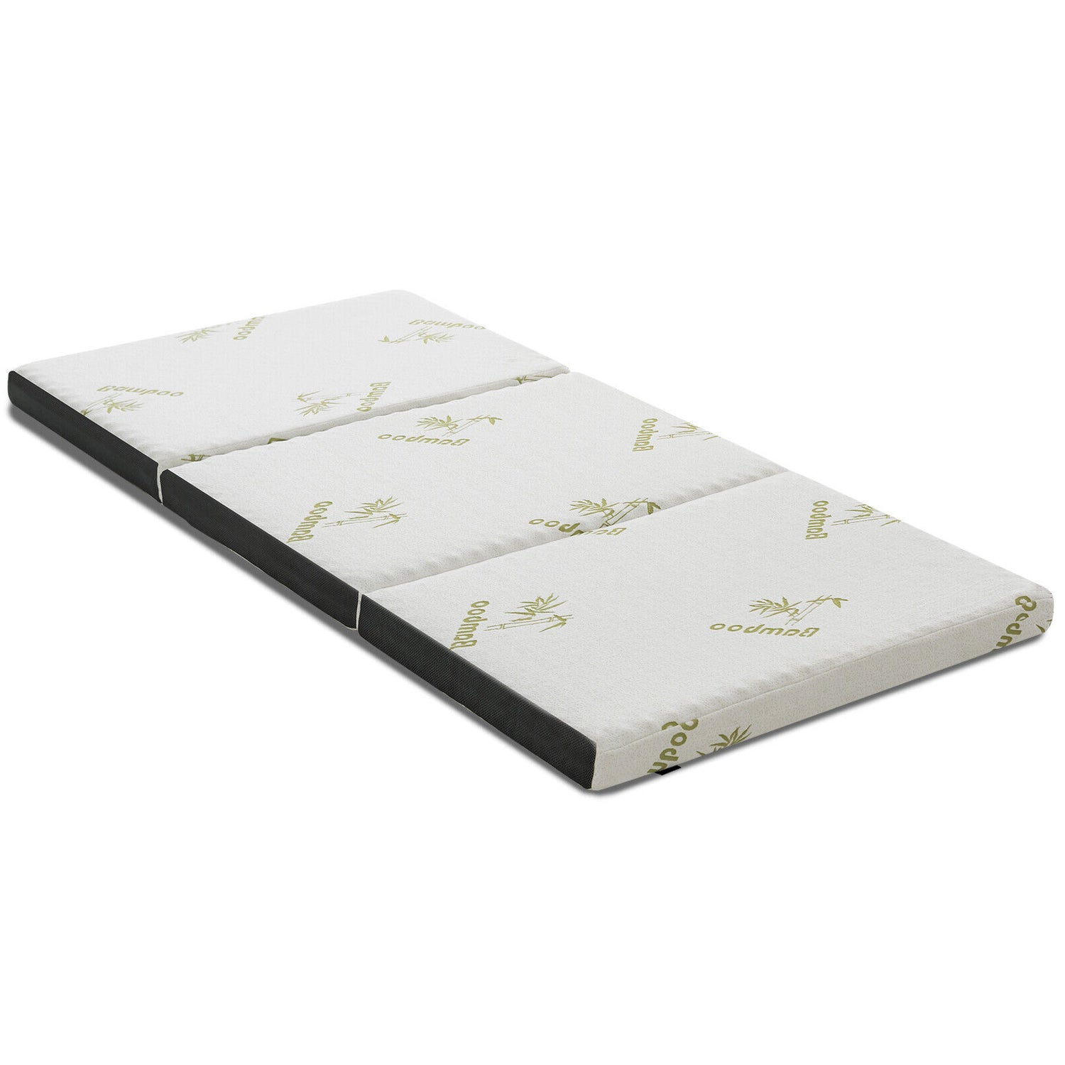 Queen 3 Inch Tri-fold Memory Foam Floor Mattress Topper Portable with Carrying Bag