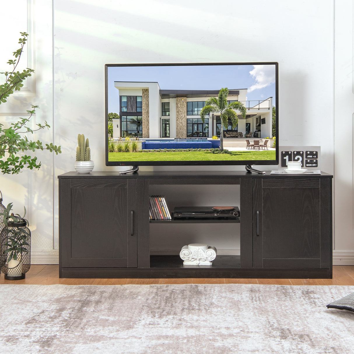 58 Inch TV Stand with 1500W Faux Fireplace for TVs up to 65 Inch