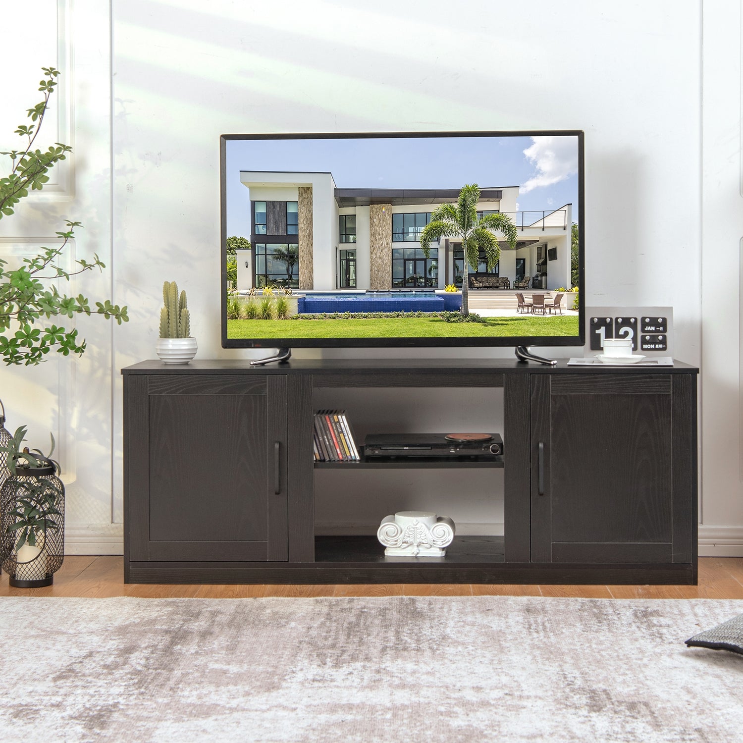 58 Inch TV Stand with 1500W Faux Fireplace for TVs up to 65 Inch