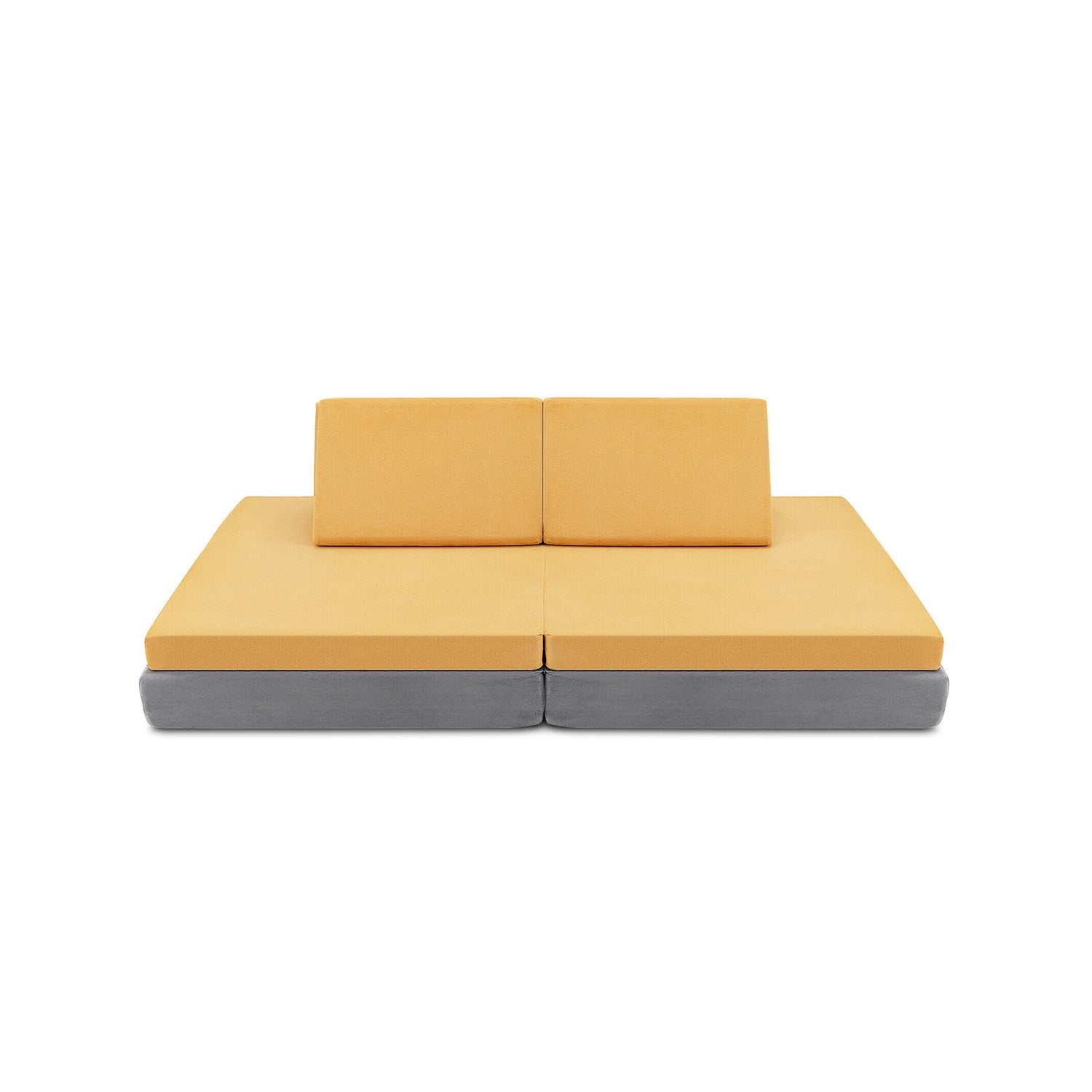 4-Piece Convertible Kids Couch Set with 2 Folding Mats