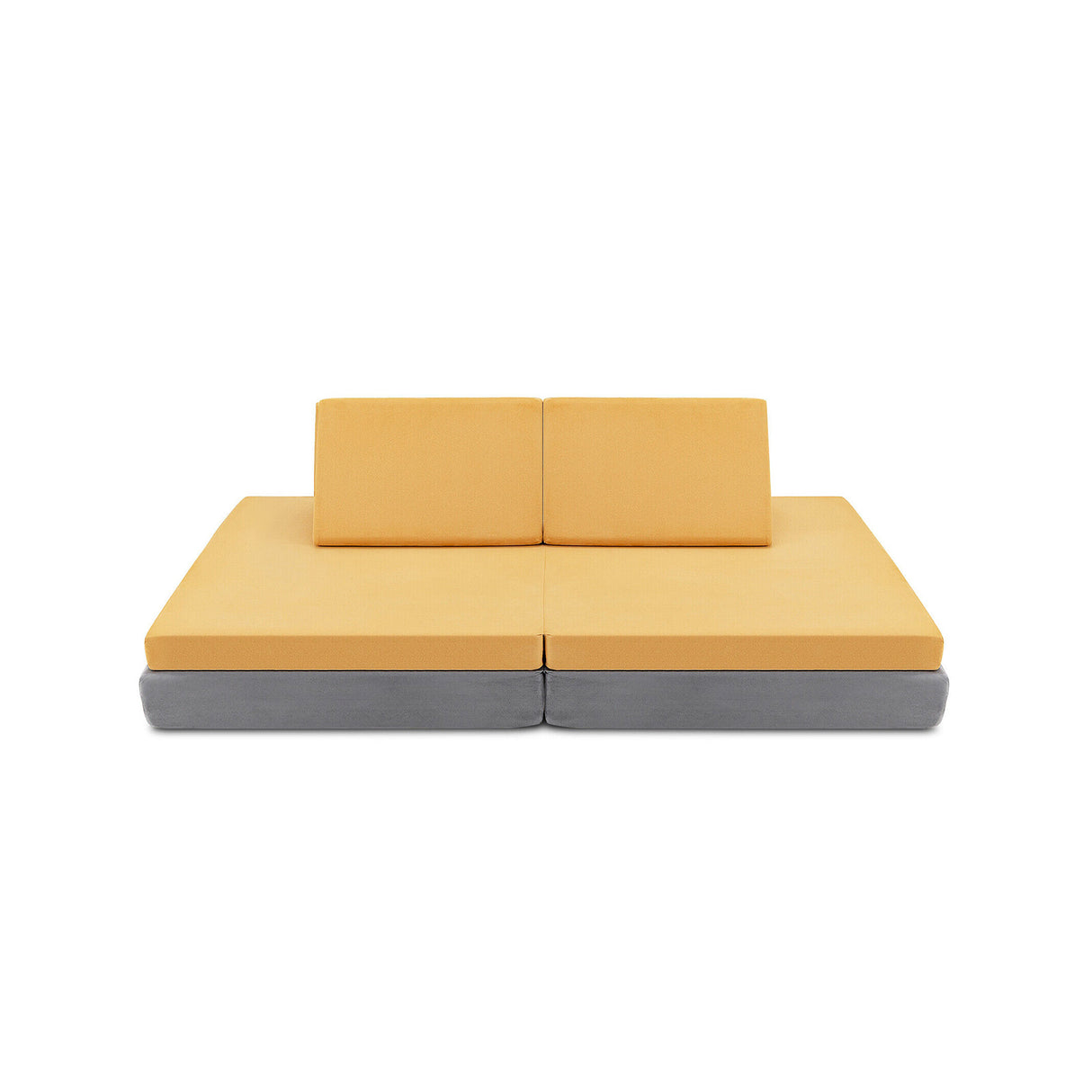 4-Piece Convertible Kids Couch Set with 2 Folding Mats