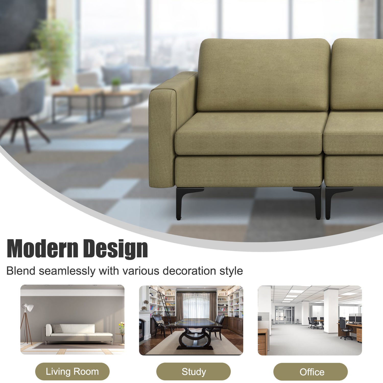 Convertible Leather Sofa Couch with Magazine Pockets 3-Seat with 2 USB Port
