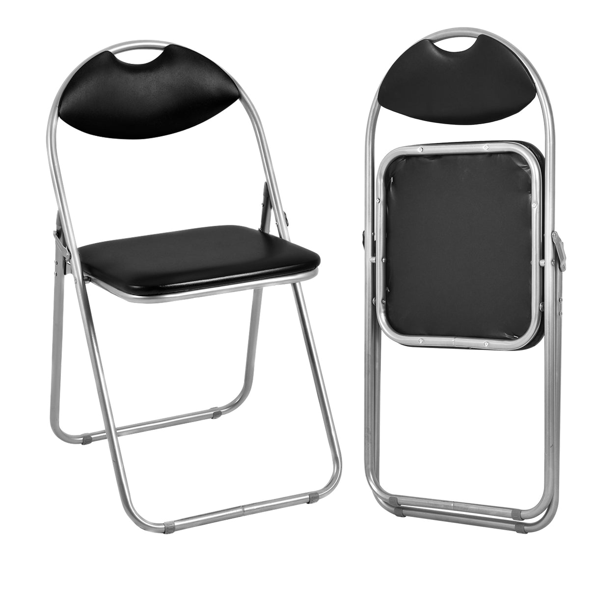 6 Pieces U-Shape Folding Chairs with Hollow Handle