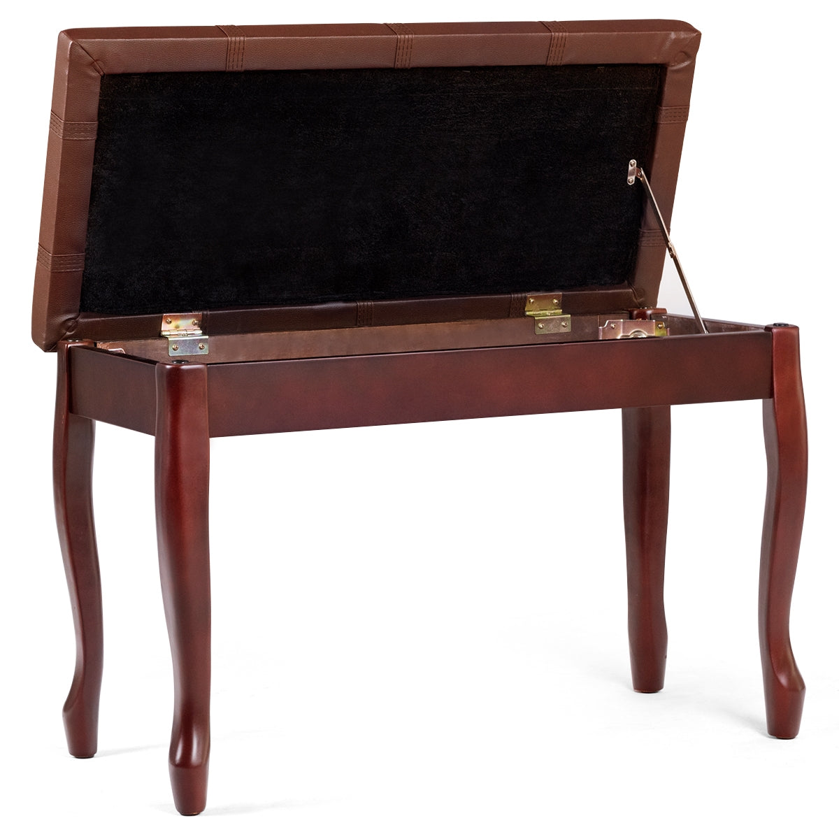 Solid Wood PU Leather Piano Bench with Storage