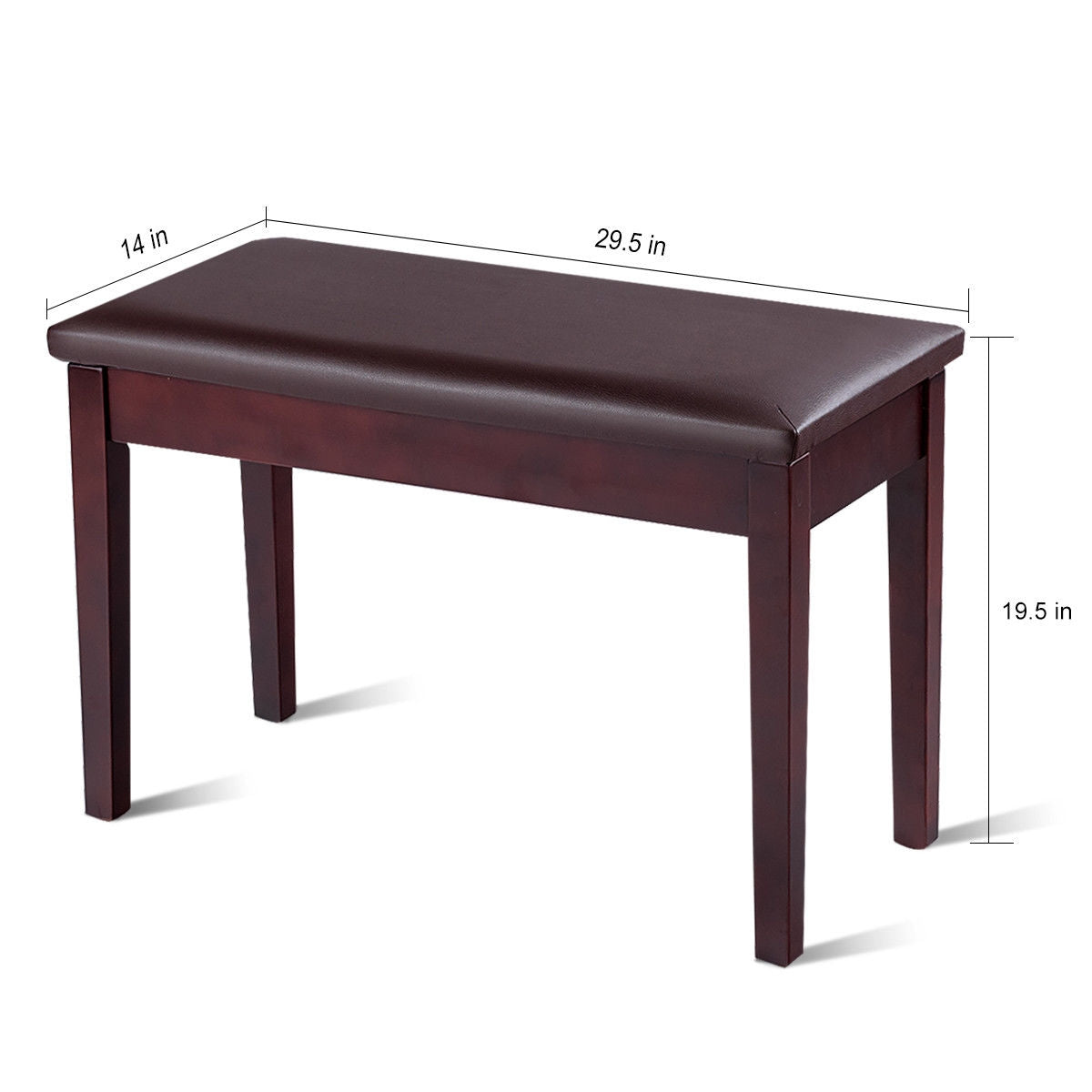 Solid Wood PU Leather Padded Piano Bench Keyboard Seat