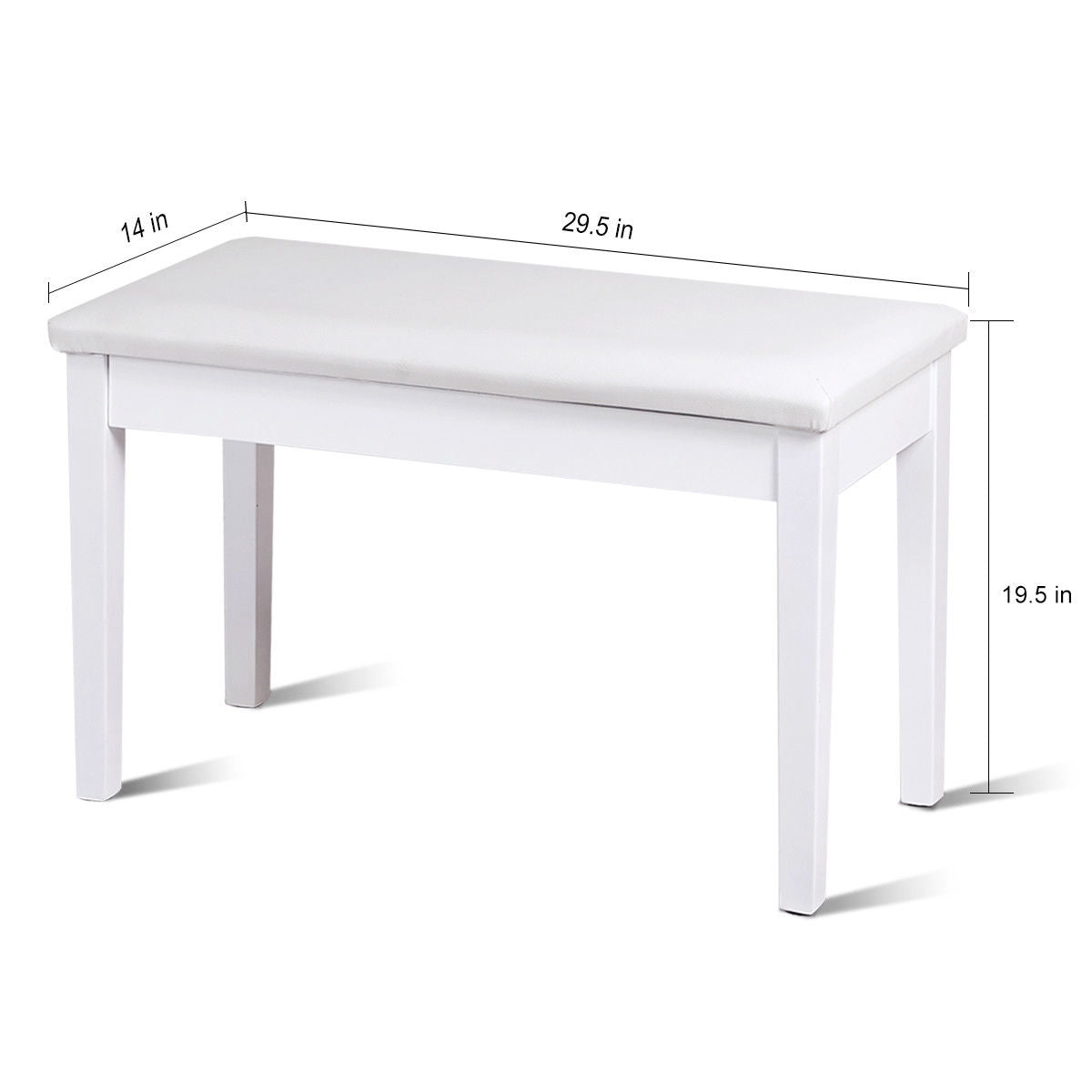Solid Wood PU Leather Padded Piano Bench Keyboard Seat