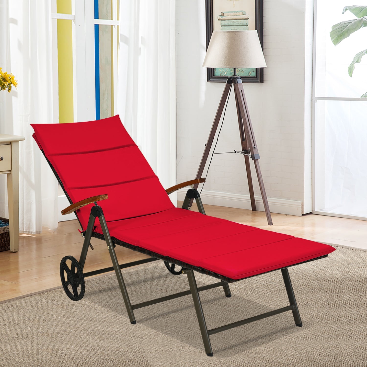Outdoor Chaise Lounge Chair Rattan Lounger Recliner Chair