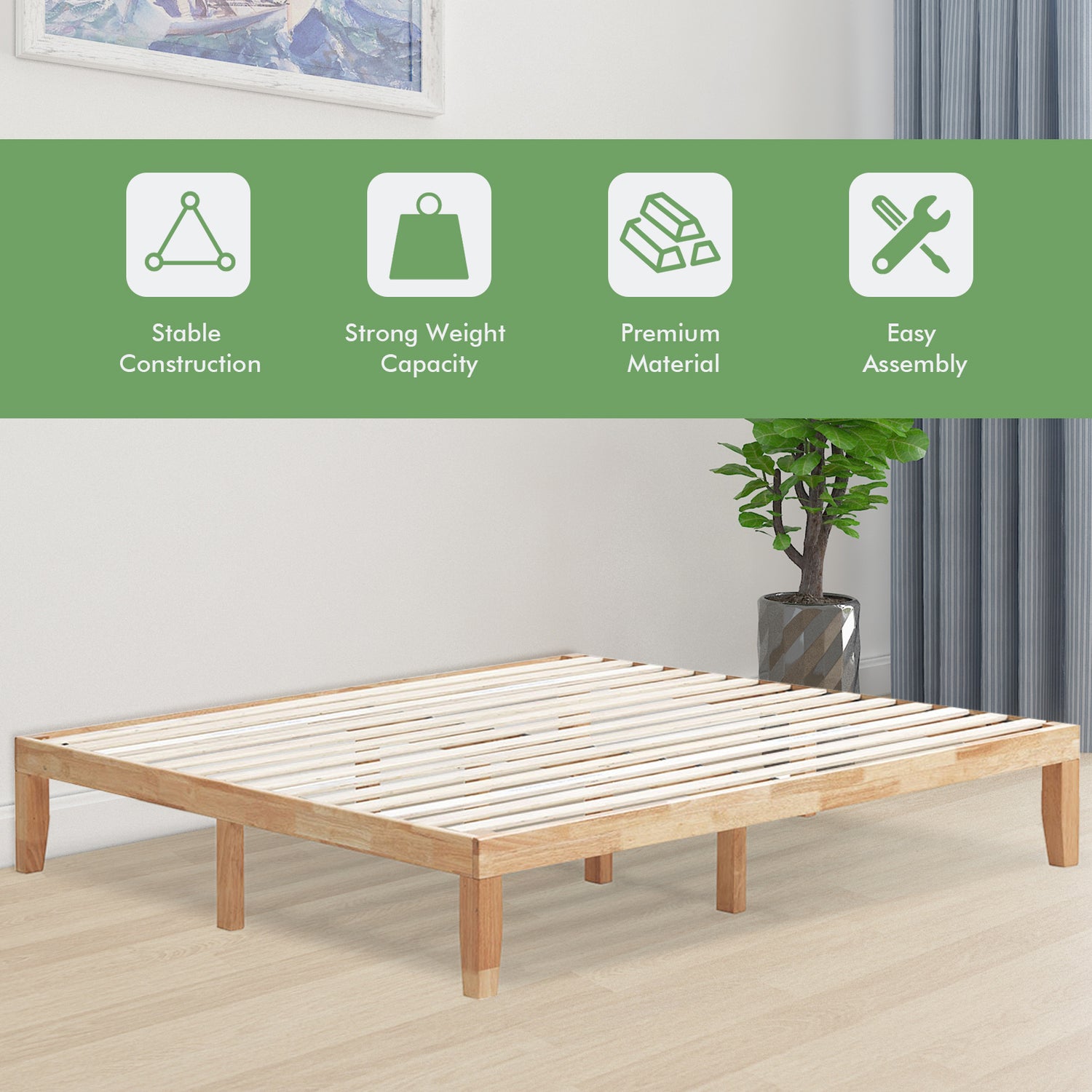 14 Inch King Size Wood Platform Bed Frame