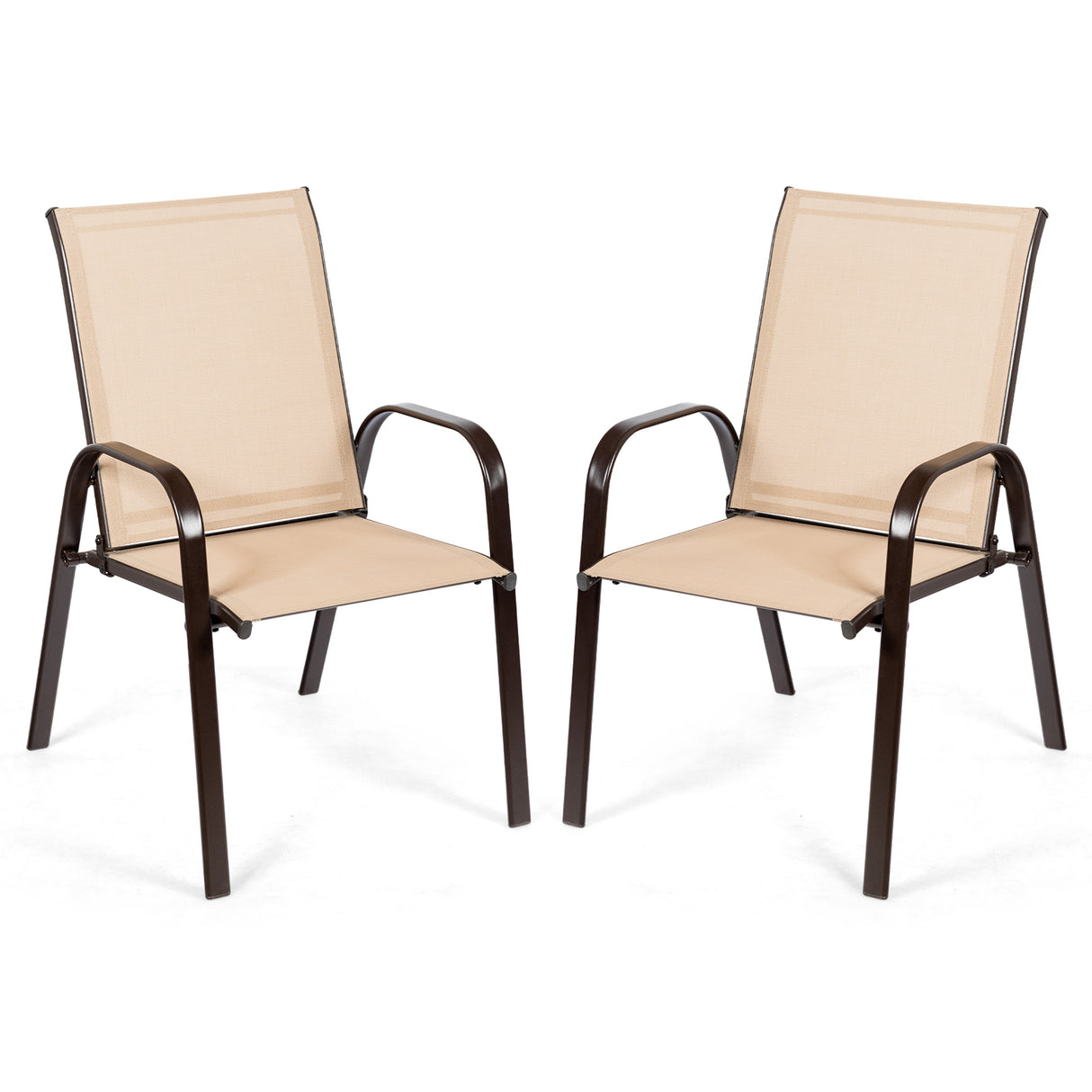 2 Pcs Patio Chairs Outdoor Dining Chair with Armrest