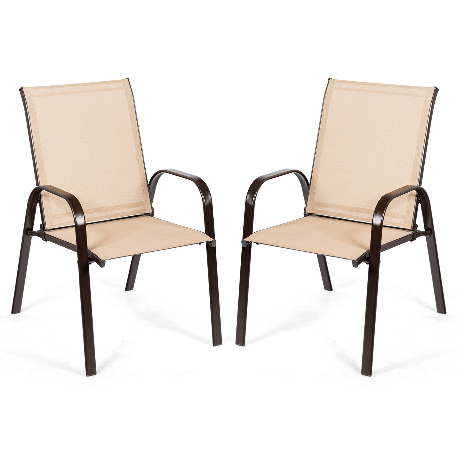 2 Pcs Patio Chairs Outdoor Dining Chair with Armrest