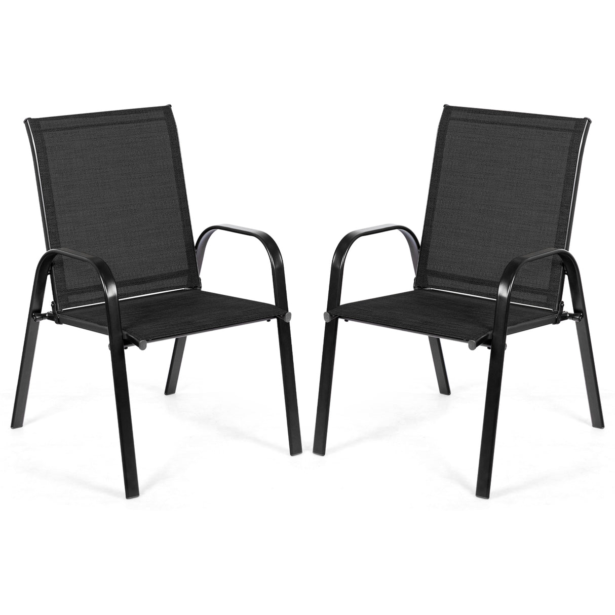 2 Pcs Patio Chairs Outdoor Dining Chair with Armrest