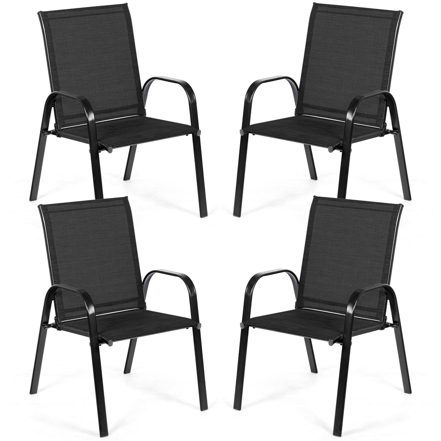 2 Pcs Patio Chairs Outdoor Dining Chair with Armrest