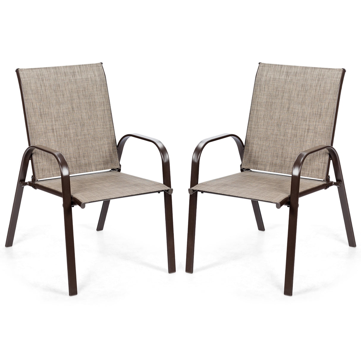 2 Pcs Patio Chairs Outdoor Dining Chair with Armrest
