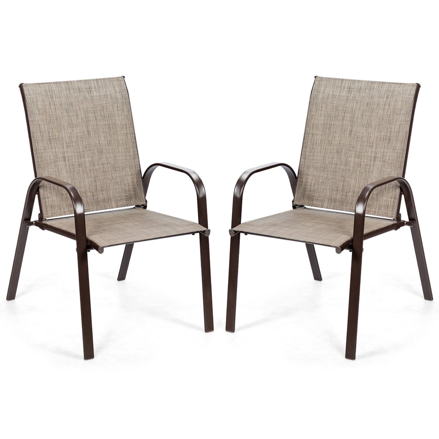 2 Pcs Patio Chairs Outdoor Dining Chair with Armrest