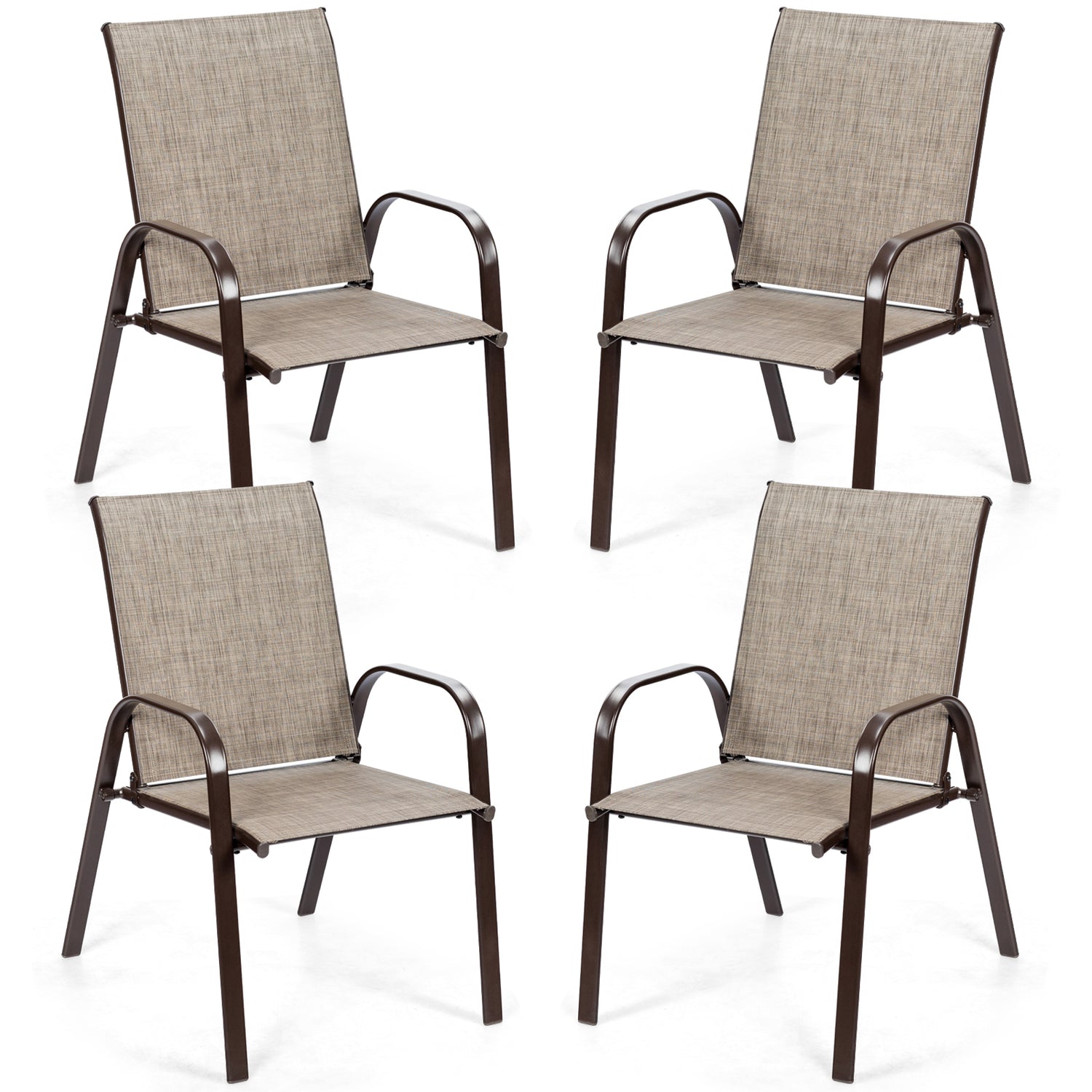 2 Pcs Patio Chairs Outdoor Dining Chair with Armrest