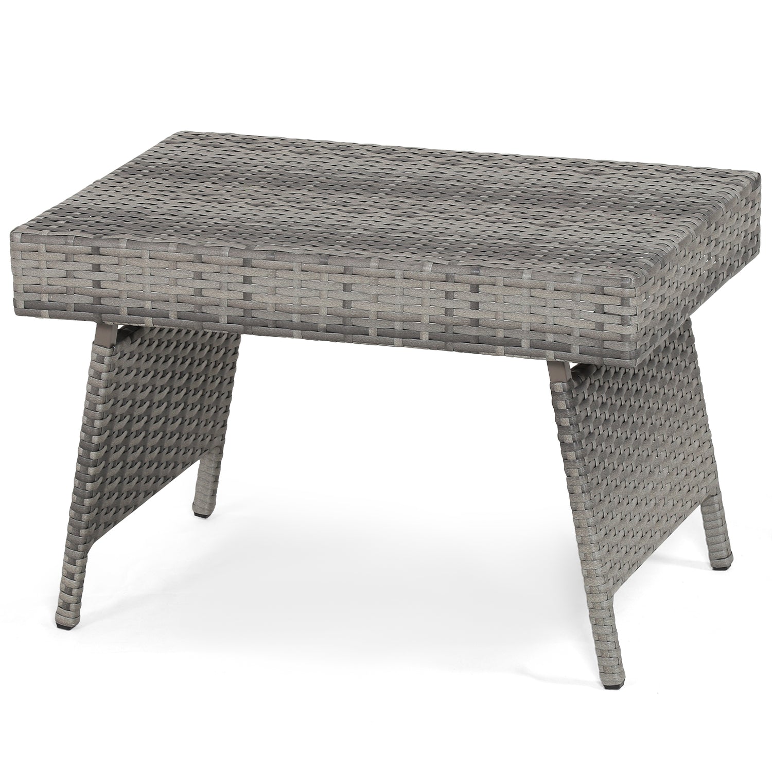 Folding PE Rattan Side Coffee Table Patio Garden Furniture