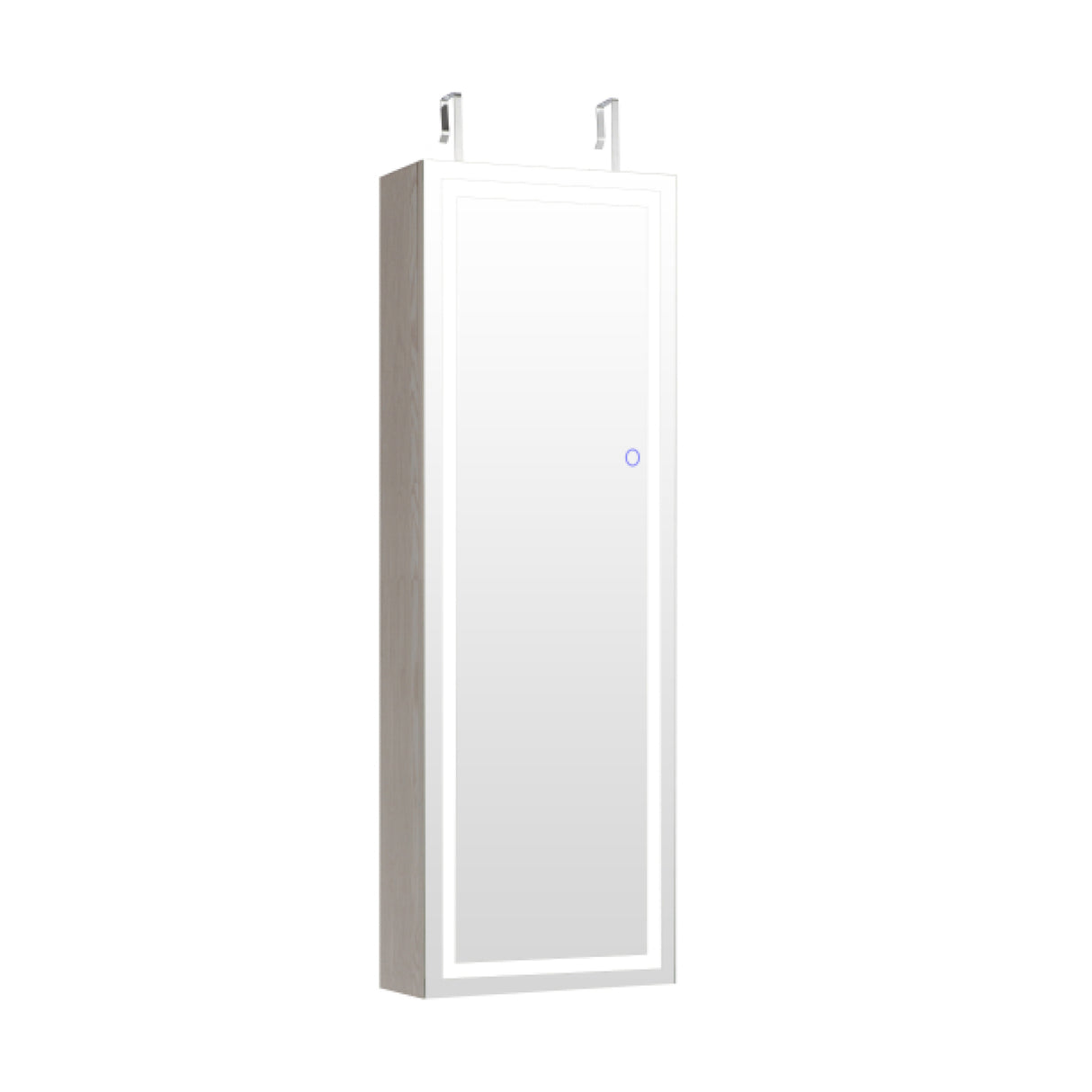 Mirrored Jewelry Armoire with Full Length Mirror and 2 Internal LED Lights