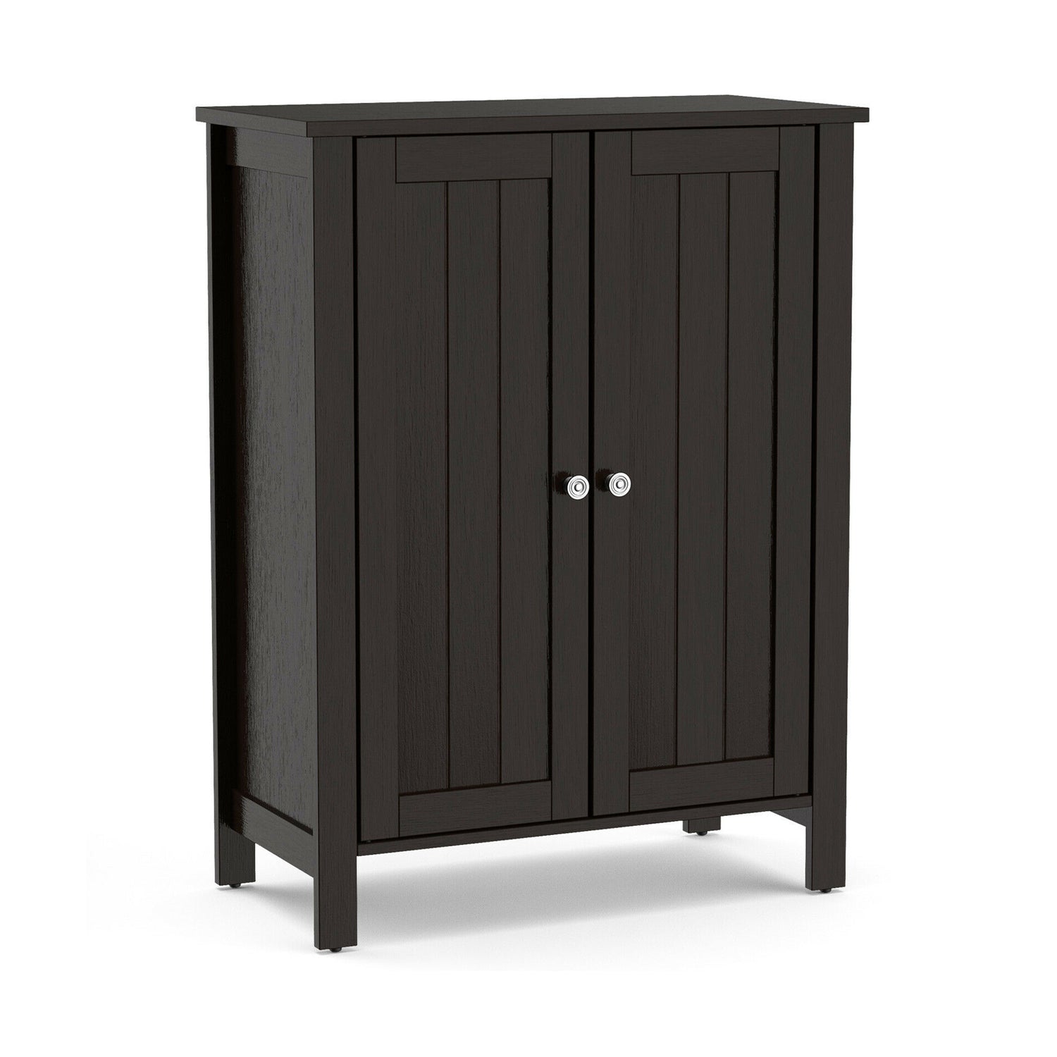 2-Door Bathroom Floor Storage Cabinet with Adjustable Shelf