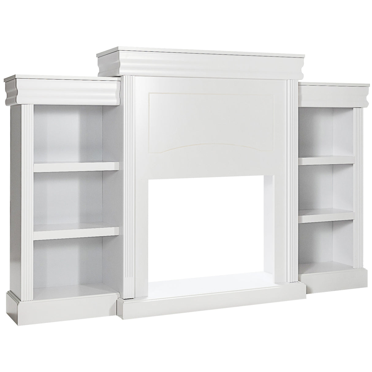 70 Inch Modern Fireplace Media Entertainment Center with Bookcase