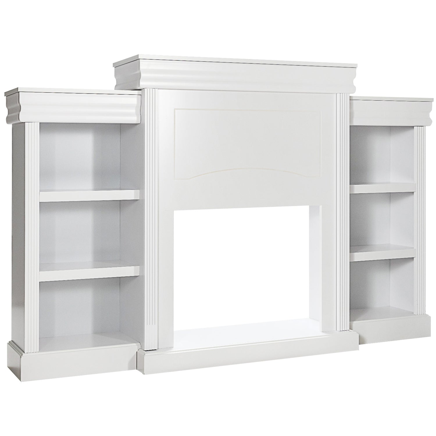 70 Inch Modern Fireplace Media Entertainment Center with Bookcase