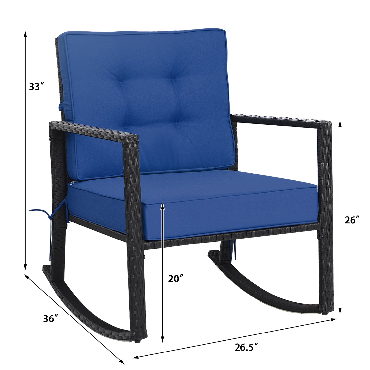 Patio Rattan Rocker Outdoor Glider Rocking Chair Cushion Lawn