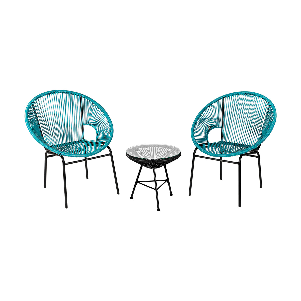 3PCS Patio Acapulco Furniture Bistro Set with GlassTable