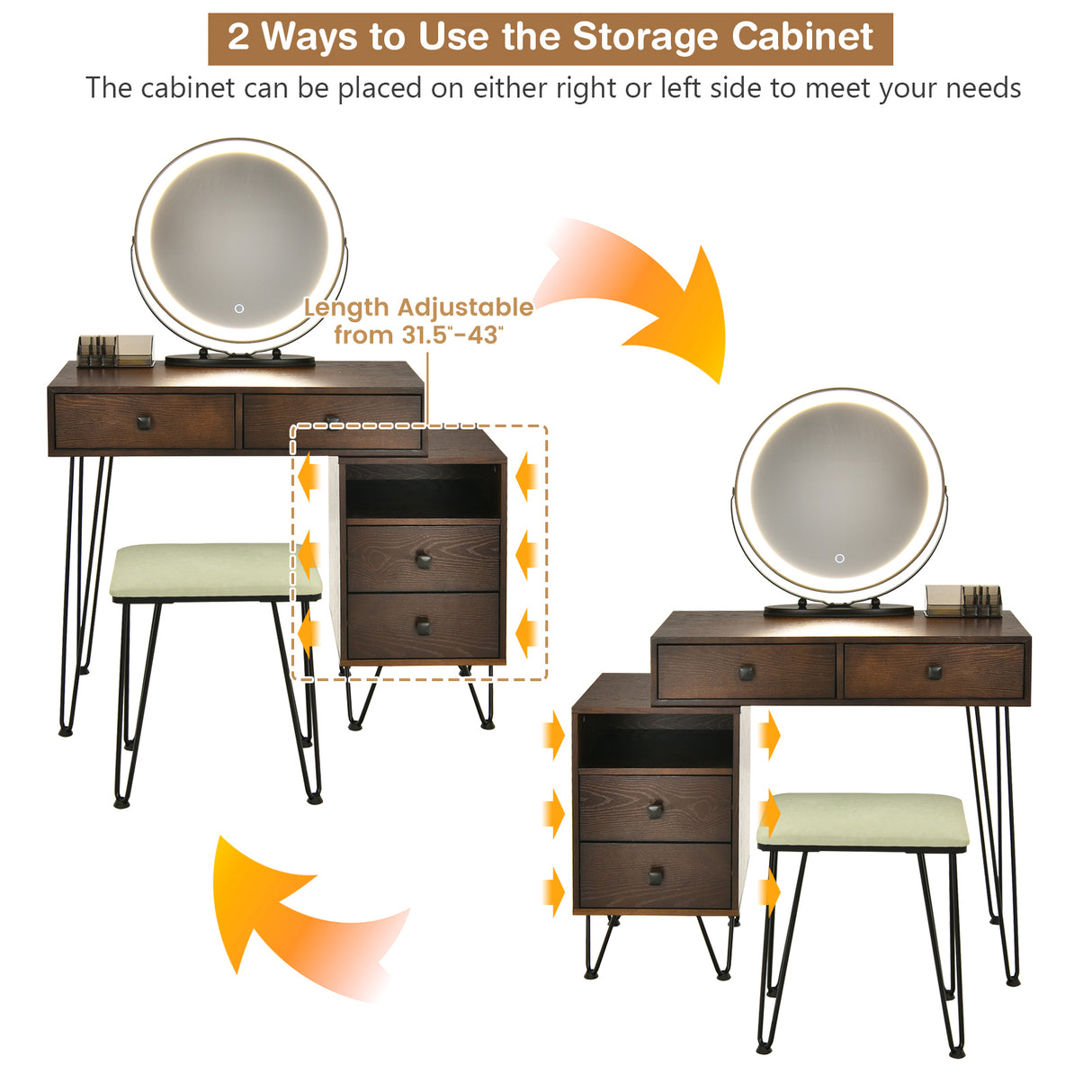 Modern Dressing Table with Storage Cabinet