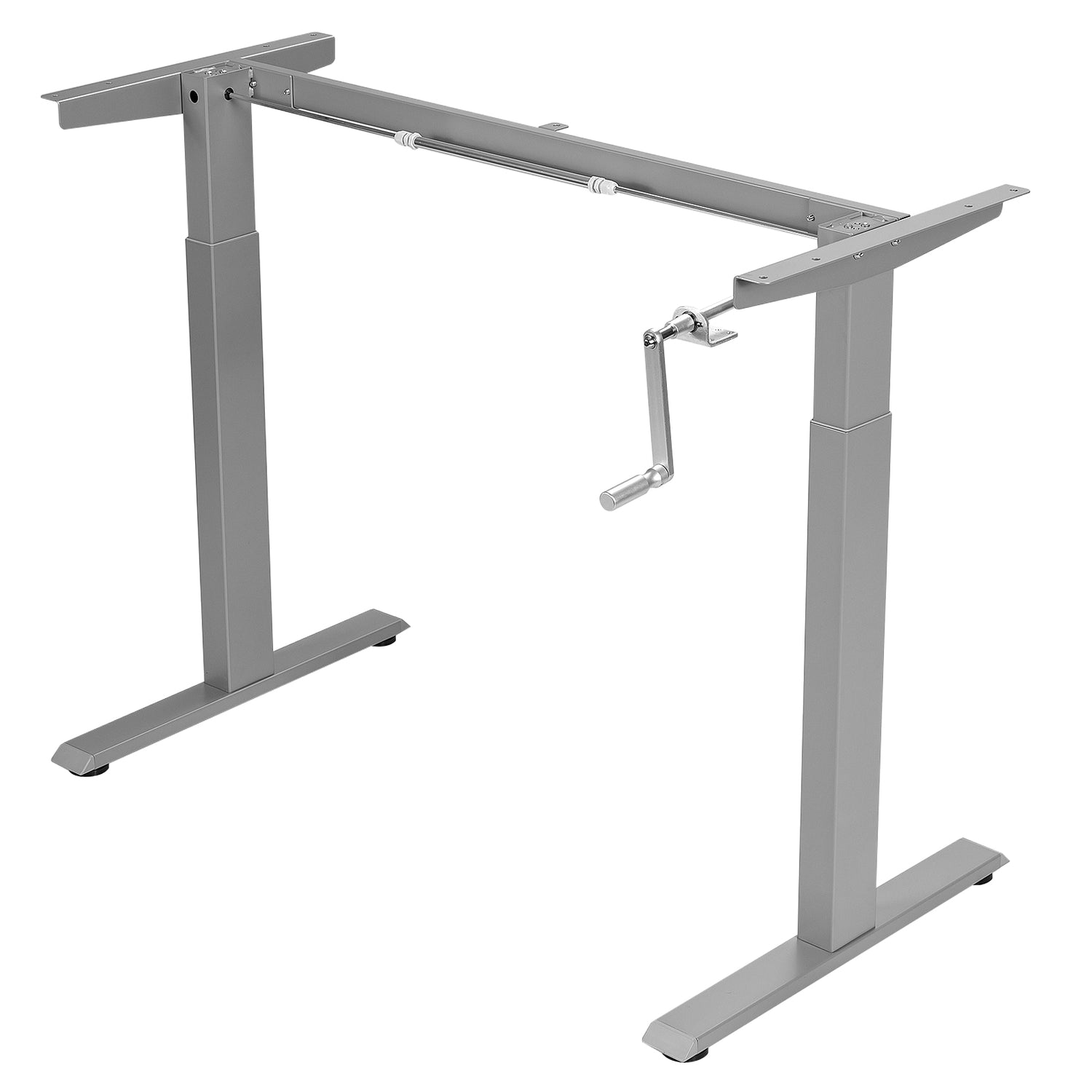 Hand Crank Sit to Stand Desk Frame Height Adjustable Standing Base-Gray