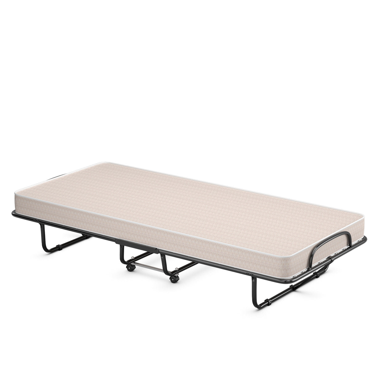 Rollaway Guest Bed with Sturdy Steel Frame and Memory Foam Mattress Made in Italy