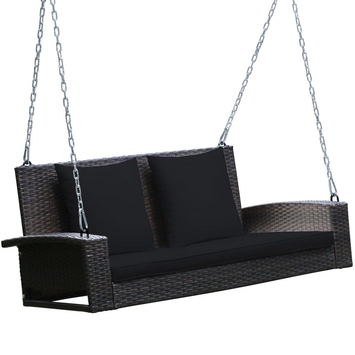 2-Person Patio Rattan Porch Swing with Cushions