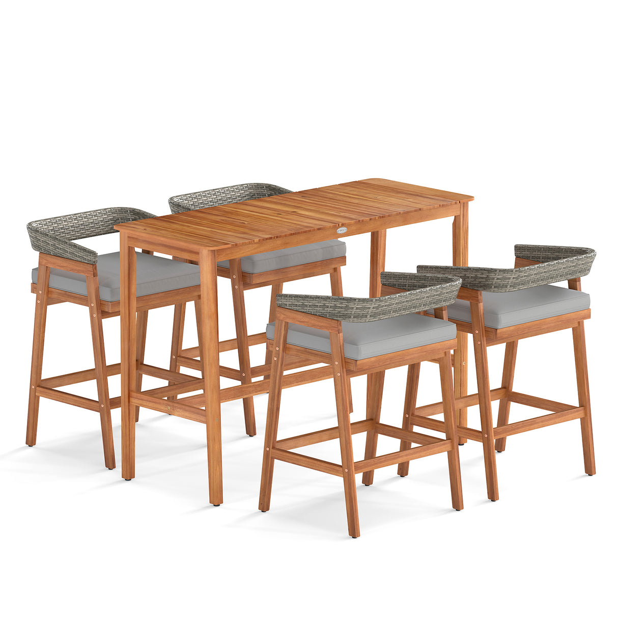 3 Pieces Patio Counter Height Bar Set with 2 Cushioned Barstools