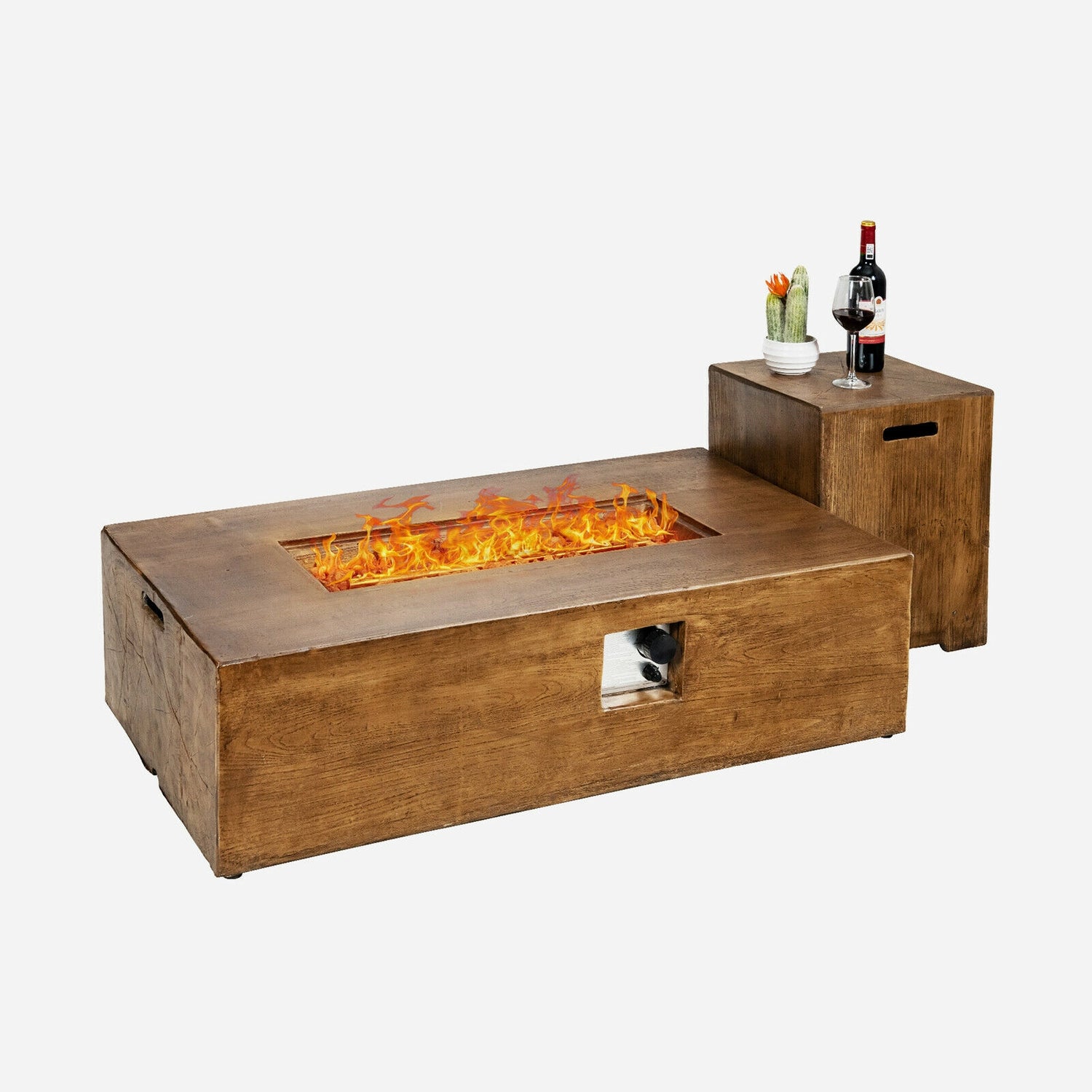 2 Piece Outdoor Propane Fire Pit Table Set