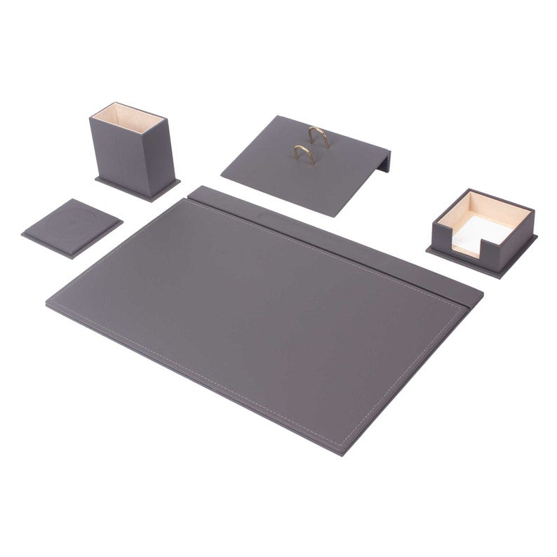 MOOG Leather Desk Set-5 Accessories-Desk Organizer-Office Desk Accessories-Office Organizer-Desk Pad-Desktop Storage - Leather Desk Pad - 5 PCS