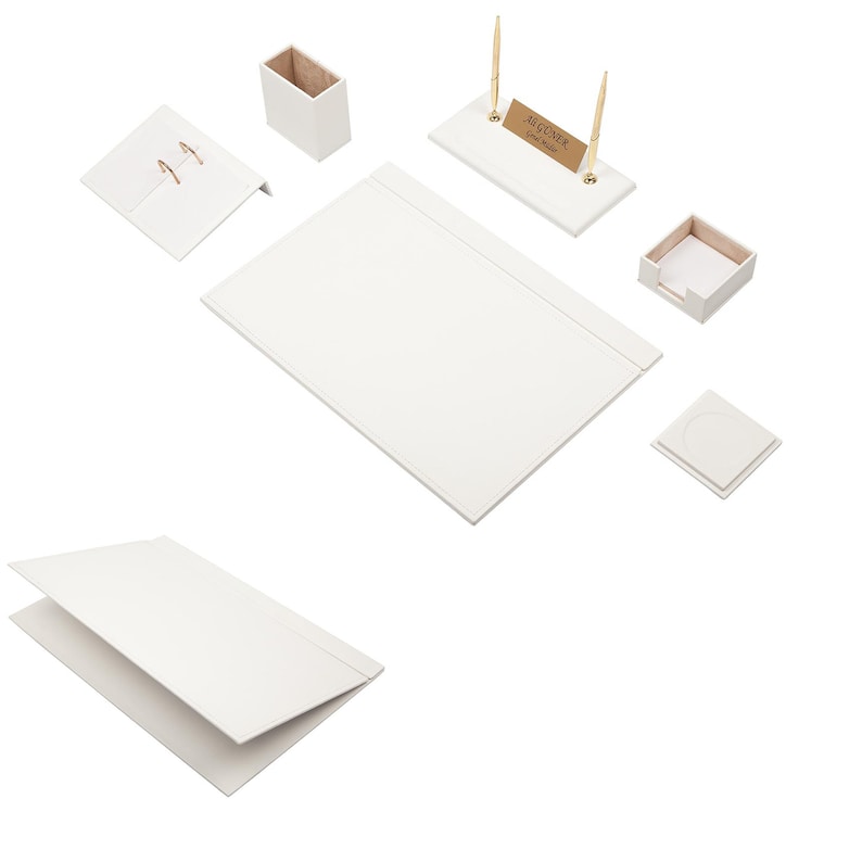 MOOG Desk Organizers And 8 Accessories-Office Desk Accessories-Desk Organizer Set-Desk Pads & Blotters-Office Organizer Set-Leather Desk Organizer -8 PCS