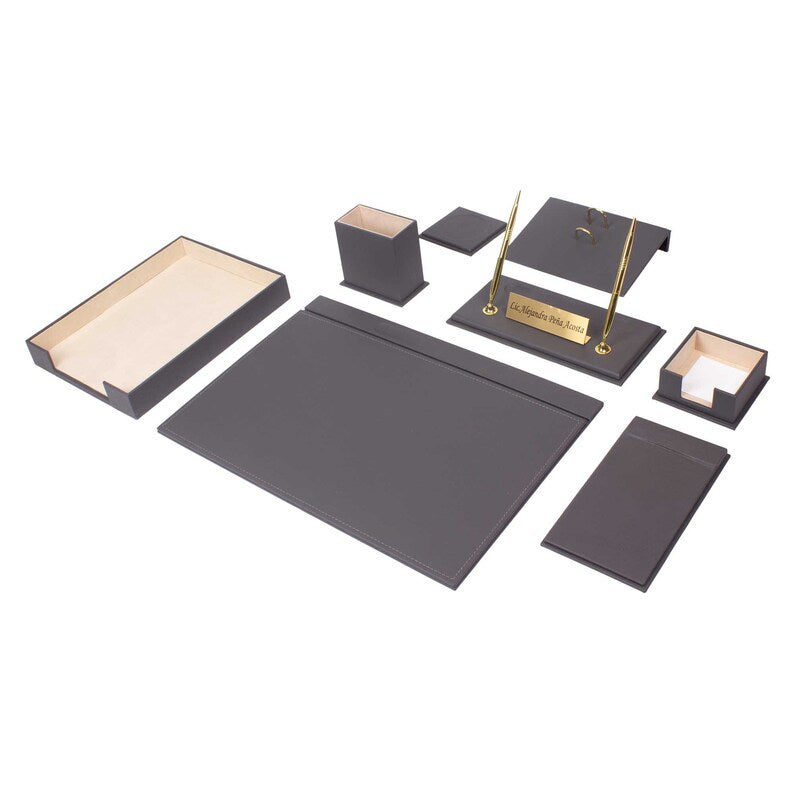 MOOG Leather Desk Set-10 Accessories-Desk Organizer-Desk Office Accessories-Office Organizer-Desk Pad-Desktop Store -10 PCS