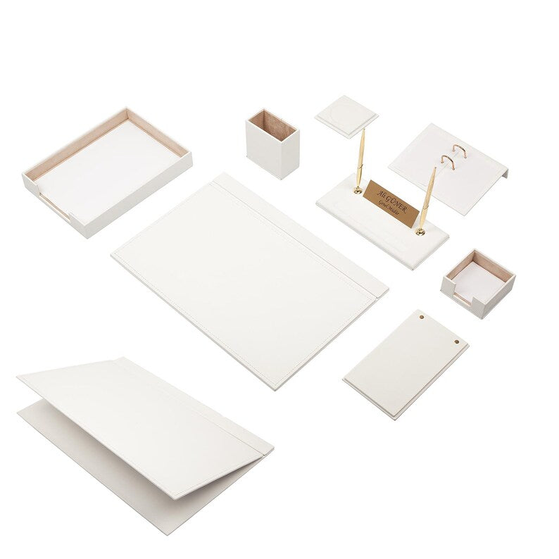 MOOG Leather Desk Set-10 Accessories-Desk Organizer-Desk Office Accessories-Office Organizer-Desk Pad-Desktop Store -10 PCS