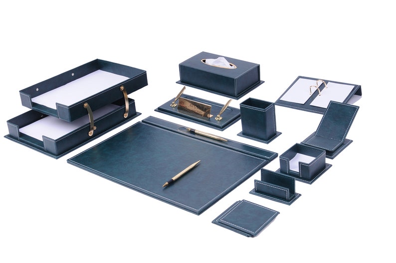 MOOG Luxury Desk Set- 14 Accessories -Blue- 14 PCS