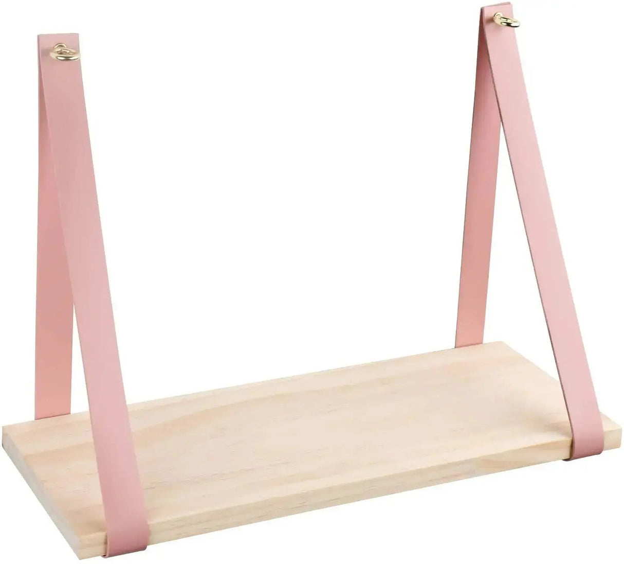 Leather Strap Wood Floating Wall Shelf