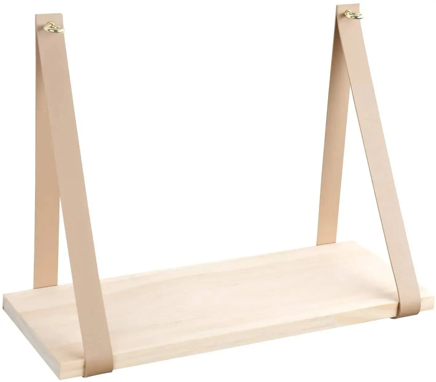 Leather Strap Wood Floating Wall Shelf