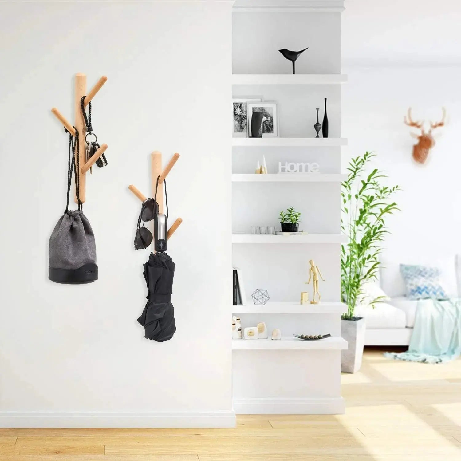 Wood Vertical Coat Rack