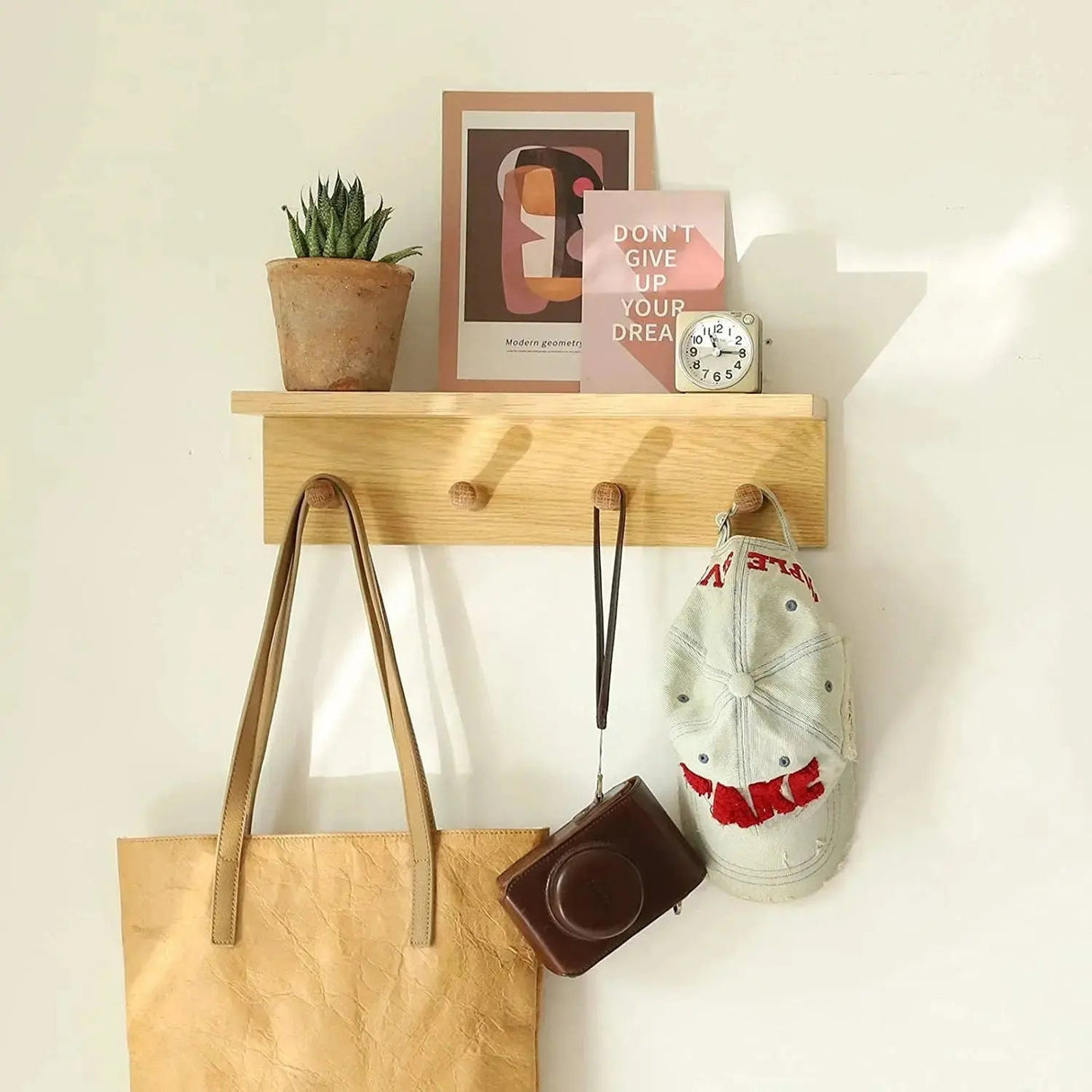 Wood Coat Rack with Shelf